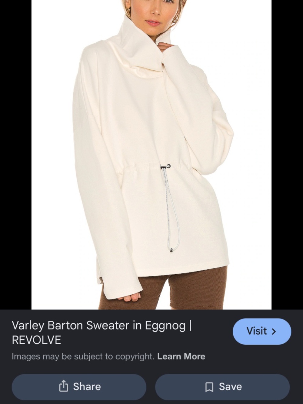 Varley Eggnog Funnel Neck Pullover x-small still on revolve